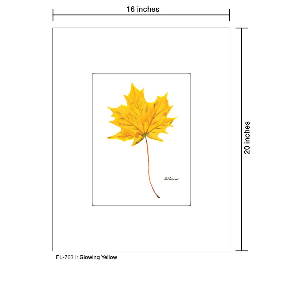 Glowing Yellow Leaf, Print (#7631A), Printe Matted, www.printedcanvas.com