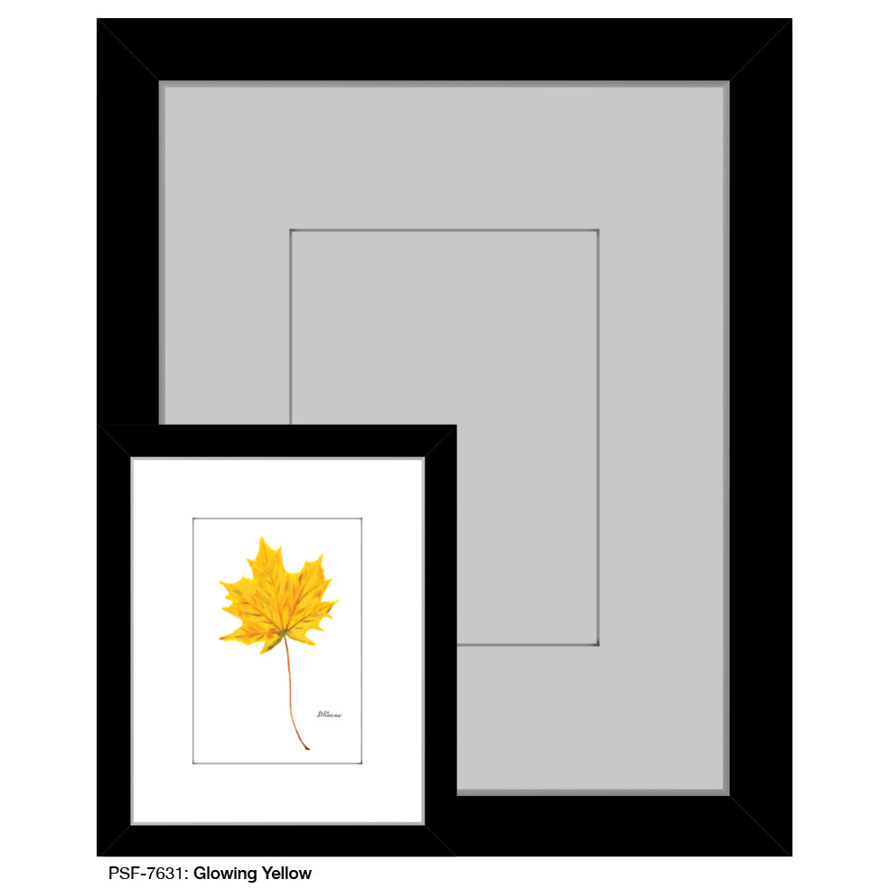 Glowing Yellow Leaf, Print (#7631A), Print Matted, www.printedcanvas.com