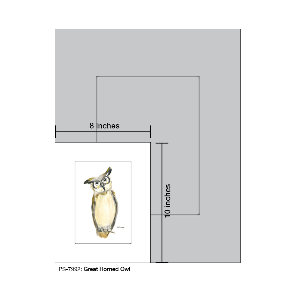 Great Horned Owl, Print (#7992A), Print Matted, www.printedcanvas.com