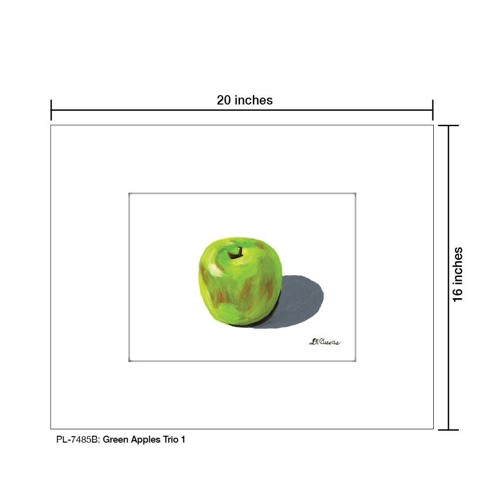 Green Apples Trio 1, Print (#7485B), Printe Matted, www.printedcanvas.com