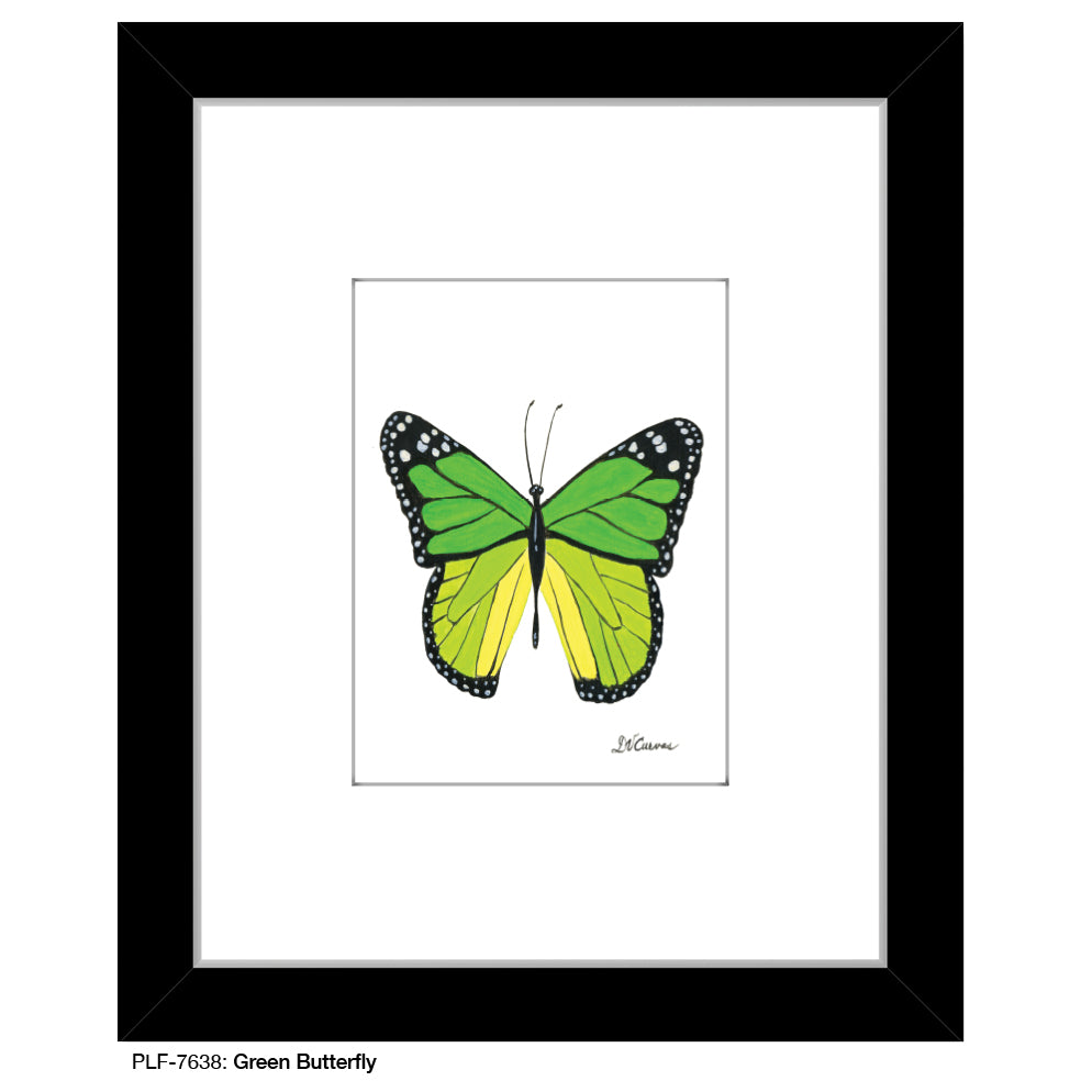 Green Butterfly, Print (#7638A), Print Matted, www.printedcanvas.com