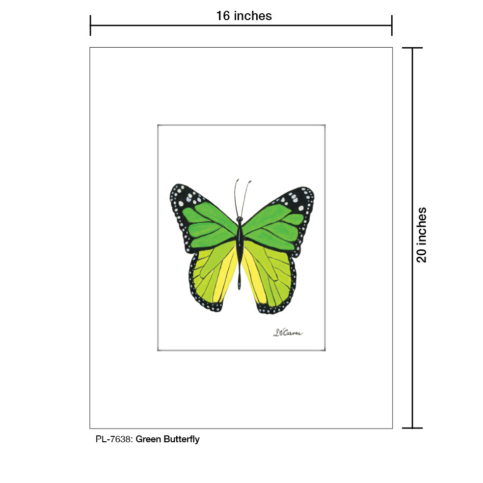 Green Butterfly, Print (#7638A), Printe Matted, www.printedcanvas.com