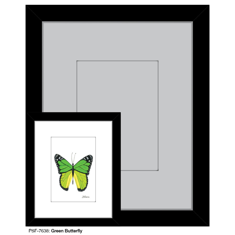 Green Butterfly, Print (#7638A), Print Matted, www.printedcanvas.com