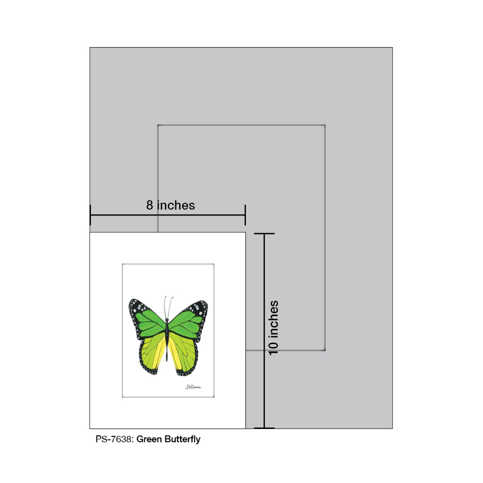 Green Butterfly, Print (#7638A), Print Matted, www.printedcanvas.com