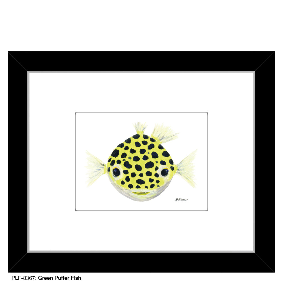 Green Puffer Fish, Print (#8367B), Print Matted, www.printedcanvas.com