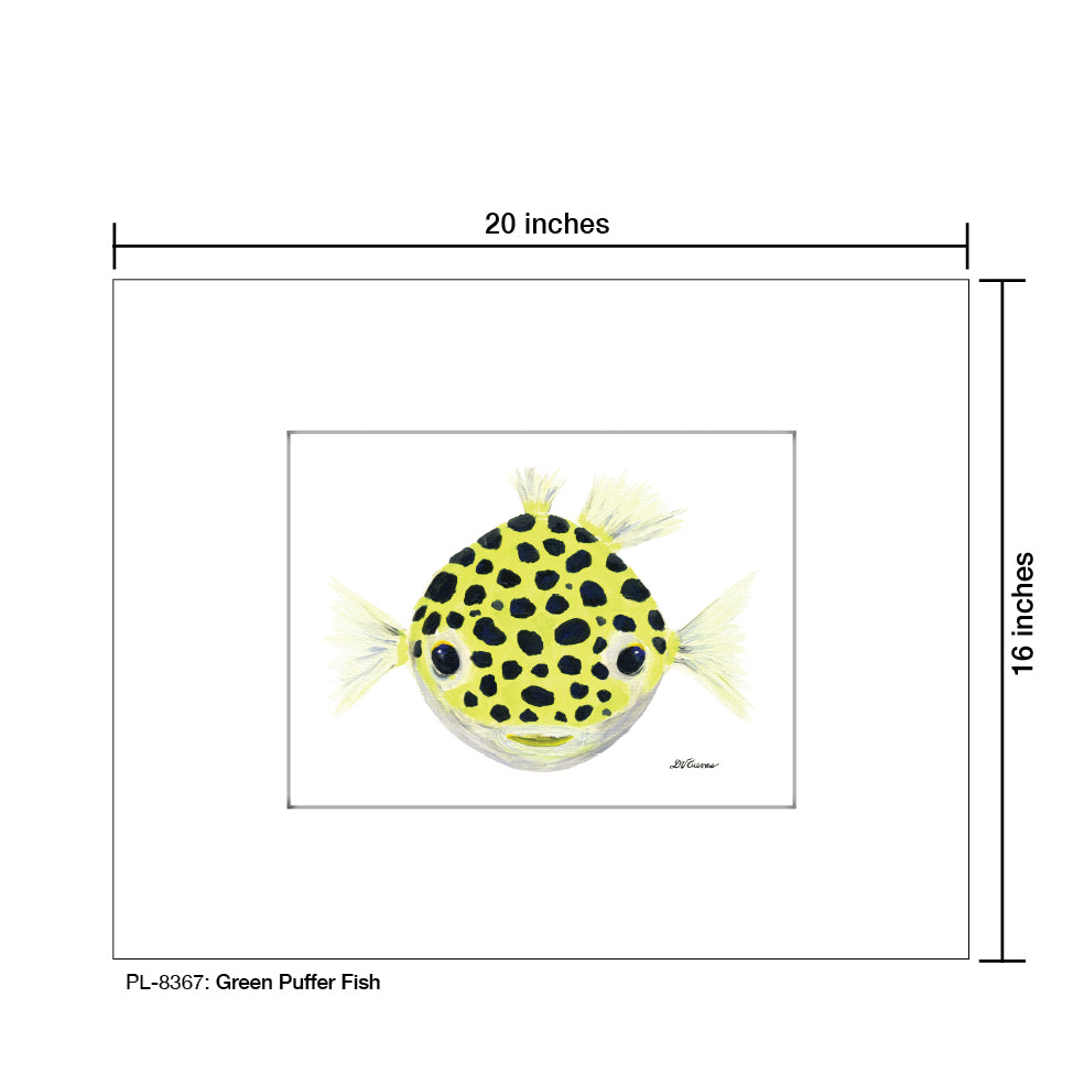 Green Puffer Fish, Print (#8367B), Printe Matted, www.printedcanvas.com