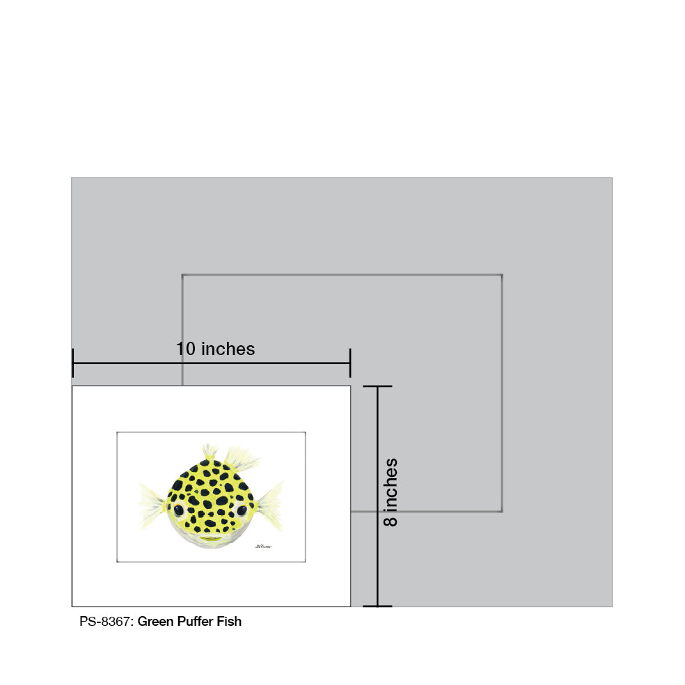 Green Puffer Fish, Print (#8367B), Print Matted, www.printedcanvas.com