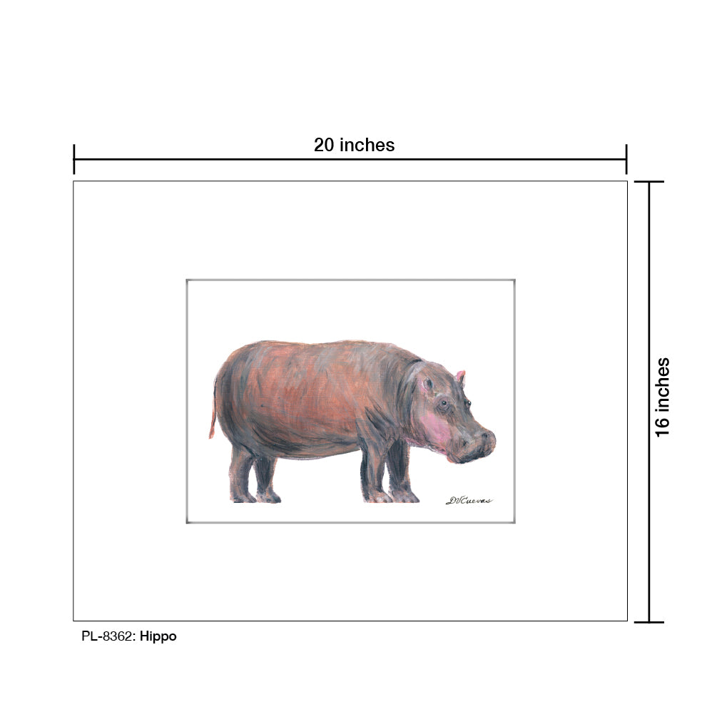 Hippo, Print (#8362B), Printe Matted, www.printedcanvas.com