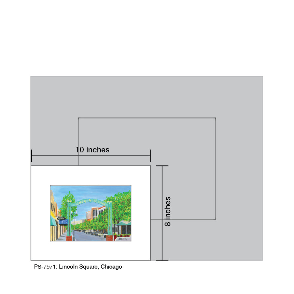 Lincoln Square, Chicago, Print (#7971A), Print Matted, www.printedcanvas.com
