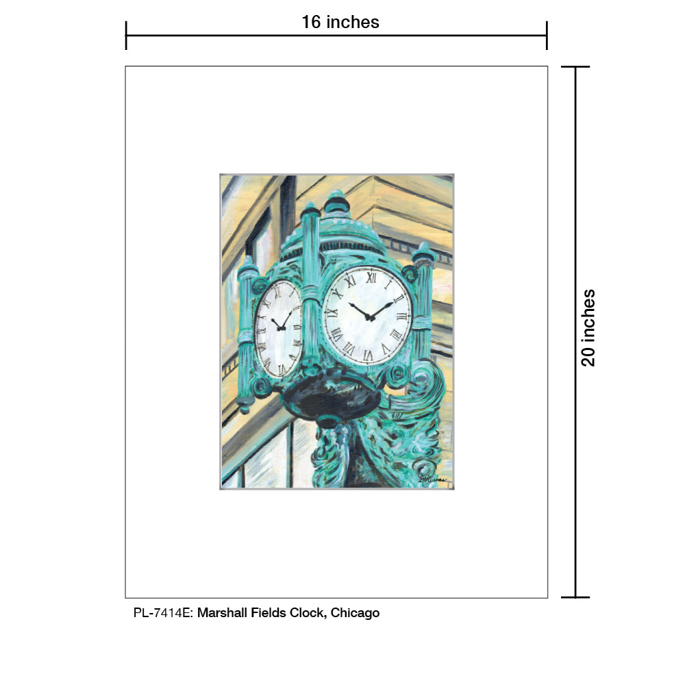 Marshall Fields Clock, Chicago, Print (#7414E), Printe Matted, www.printedcanvas.com