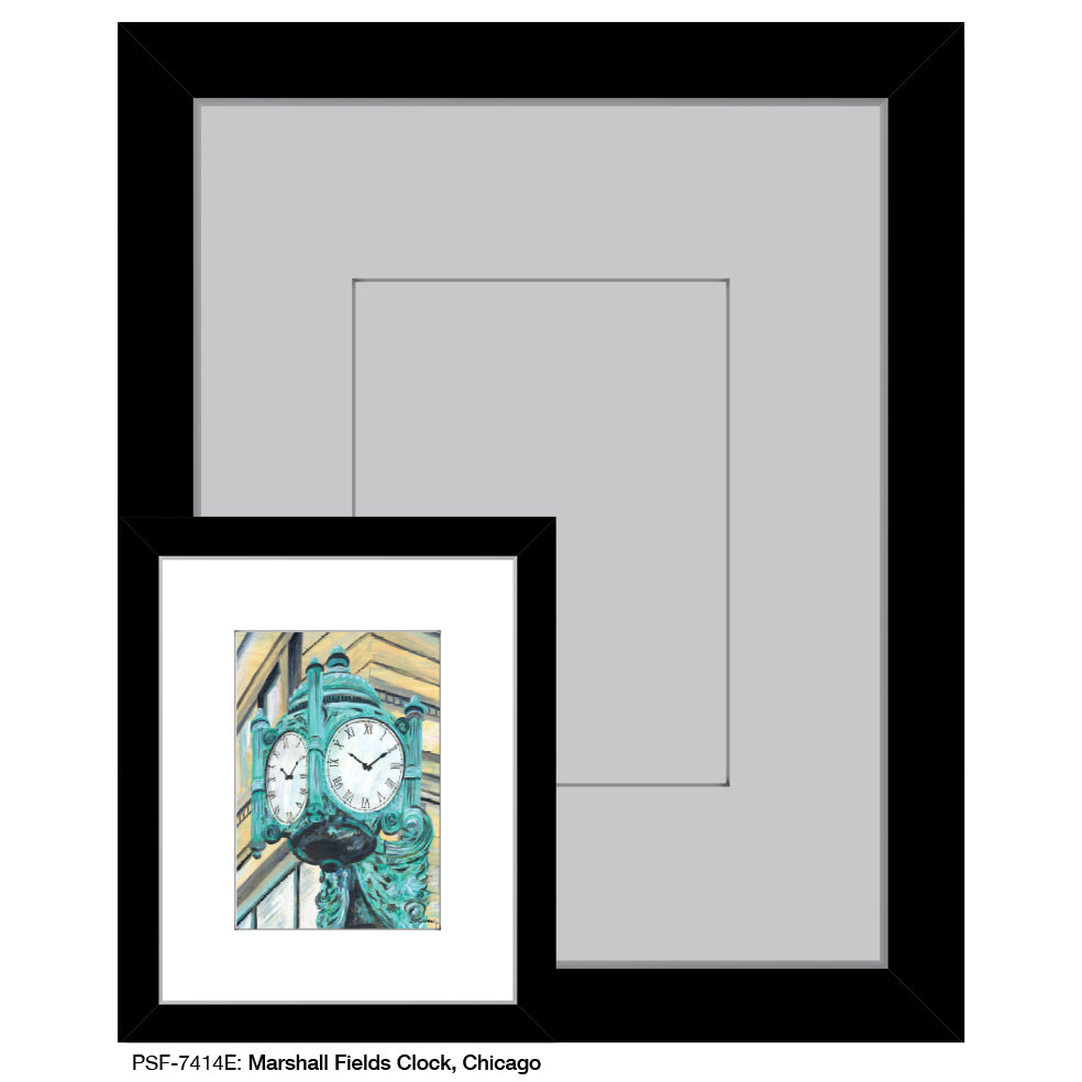 Marshall Fields Clock, Chicago, Print (#7414E), Print Matted, www.printedcanvas.com