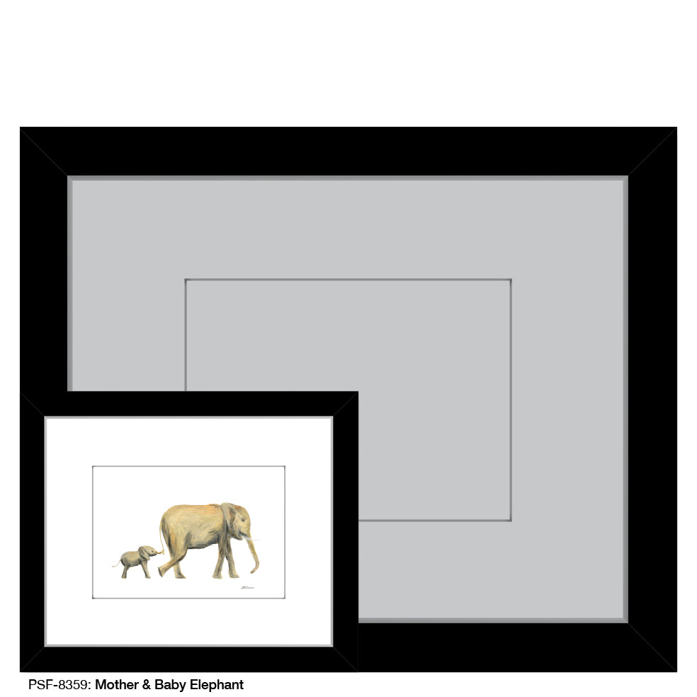 Mother & Baby Elephant, Print (#8359C), Print Matted, www.printedcanvas.com