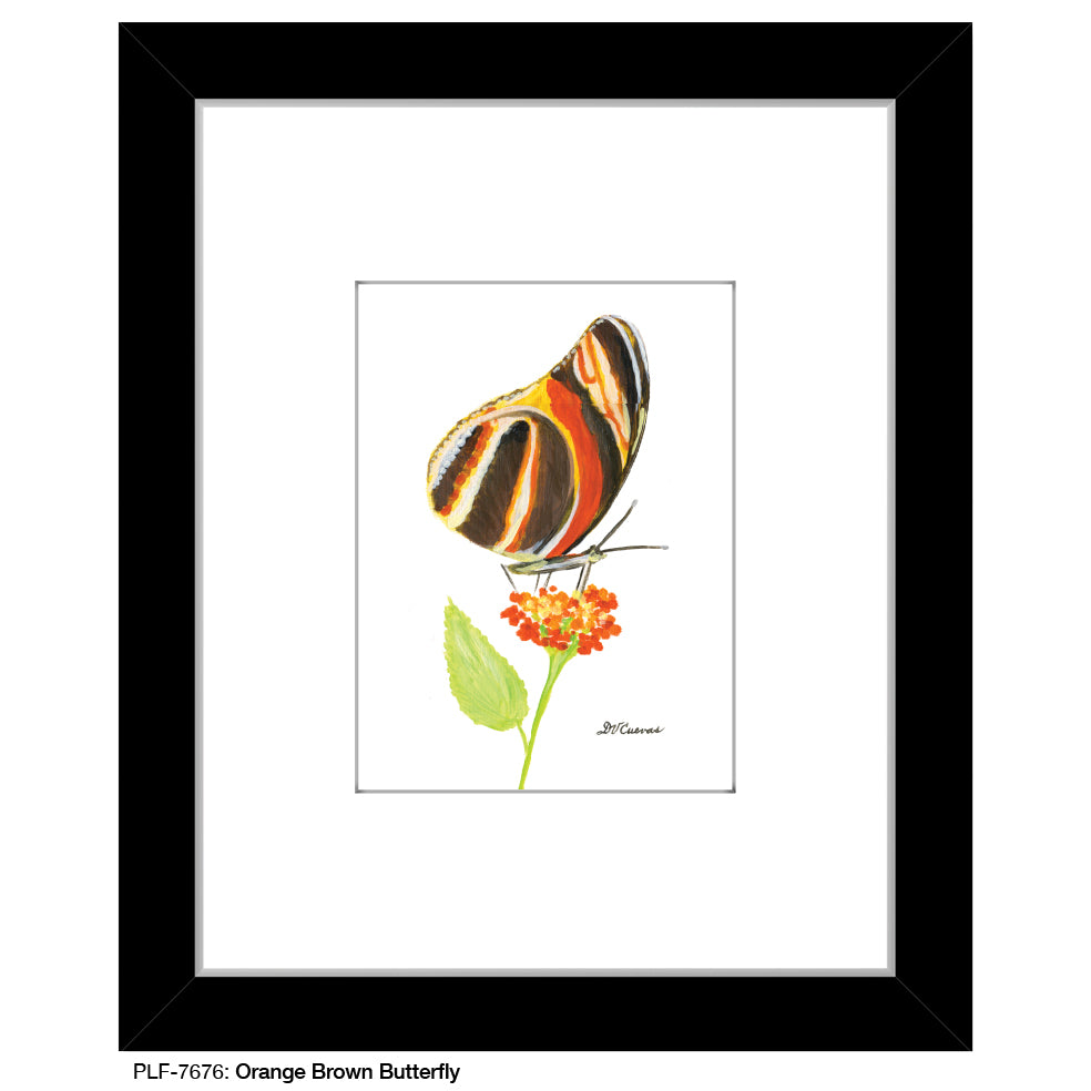 Orange Brown Butterfly, Print (#7676A), Print Matted, www.printedcanvas.com