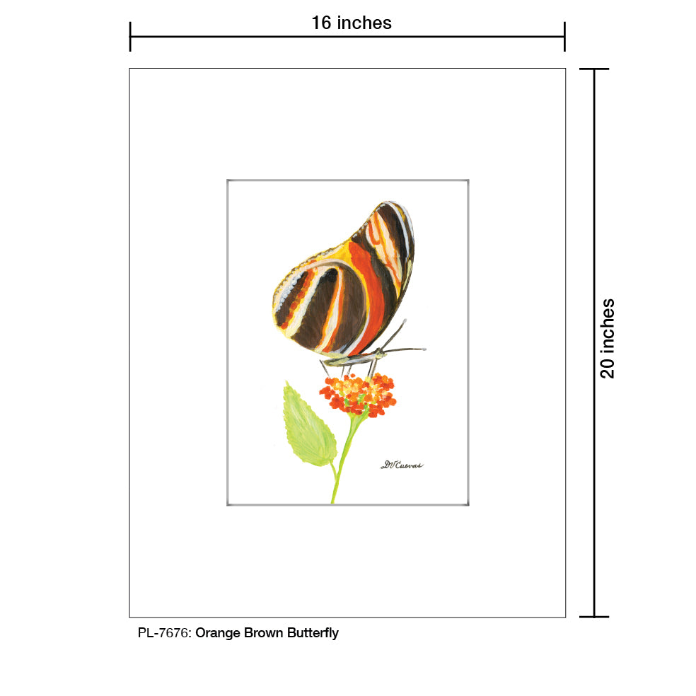 Orange Brown Butterfly, Print (#7676A), Printe Matted, www.printedcanvas.com