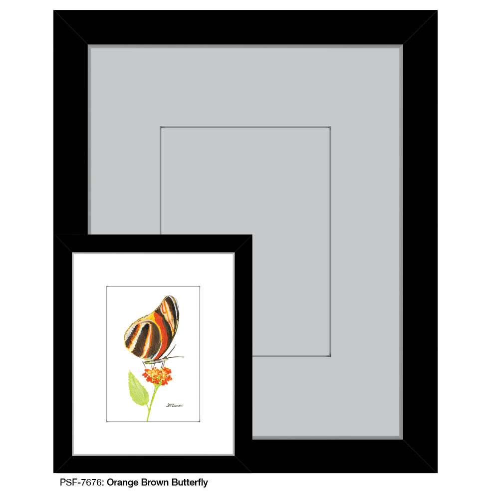 Orange Brown Butterfly, Print (#7676A), Print Matted, www.printedcanvas.com
