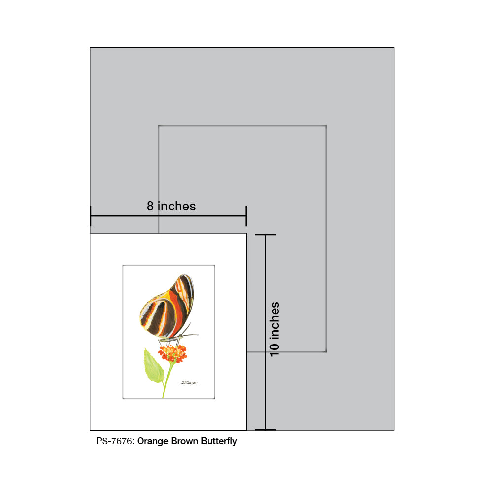 Orange Brown Butterfly, Print (#7676A), Print Matted, www.printedcanvas.com