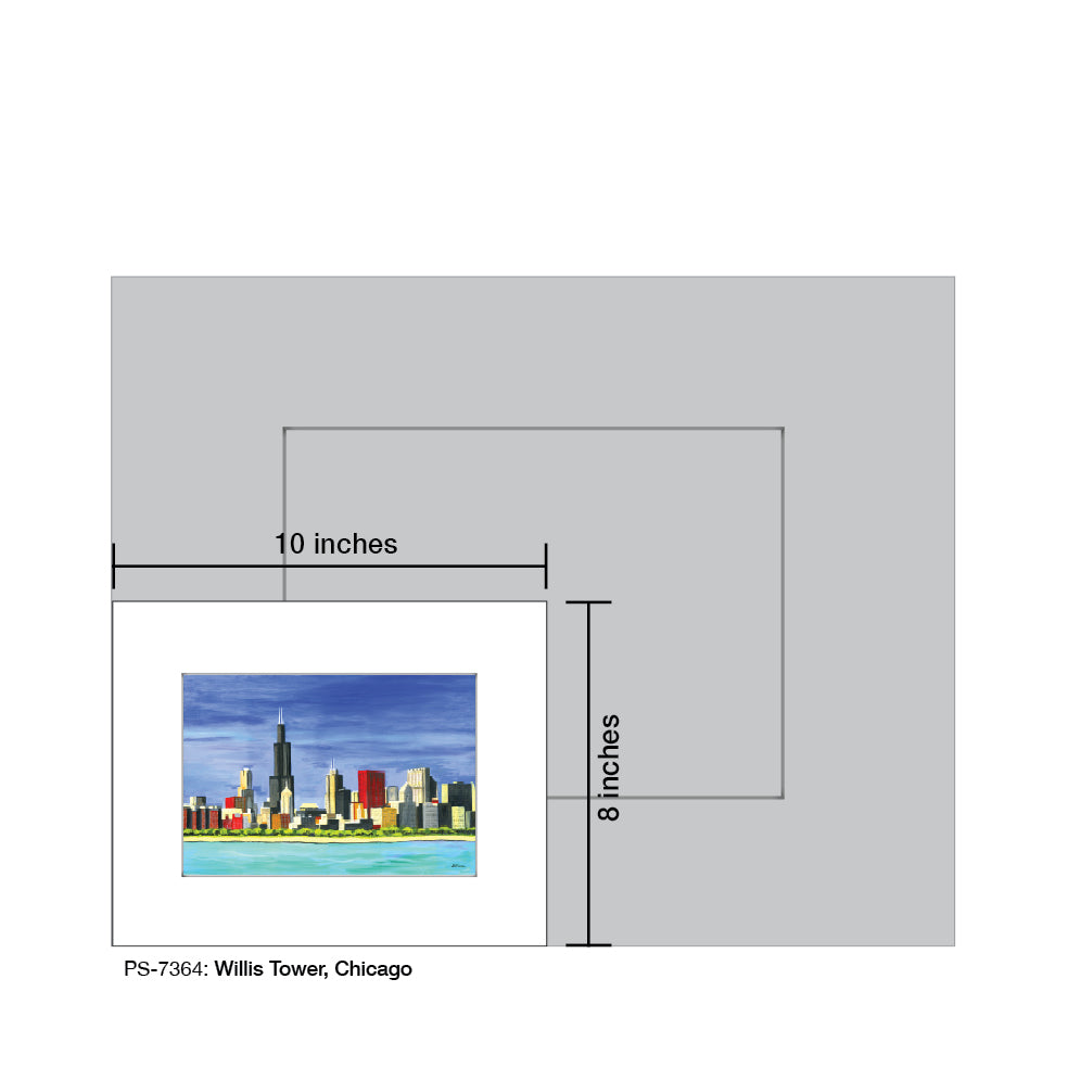 Willis Tower, Chicago, Print (#7364B), Print Matted, www.printedcanvas.com