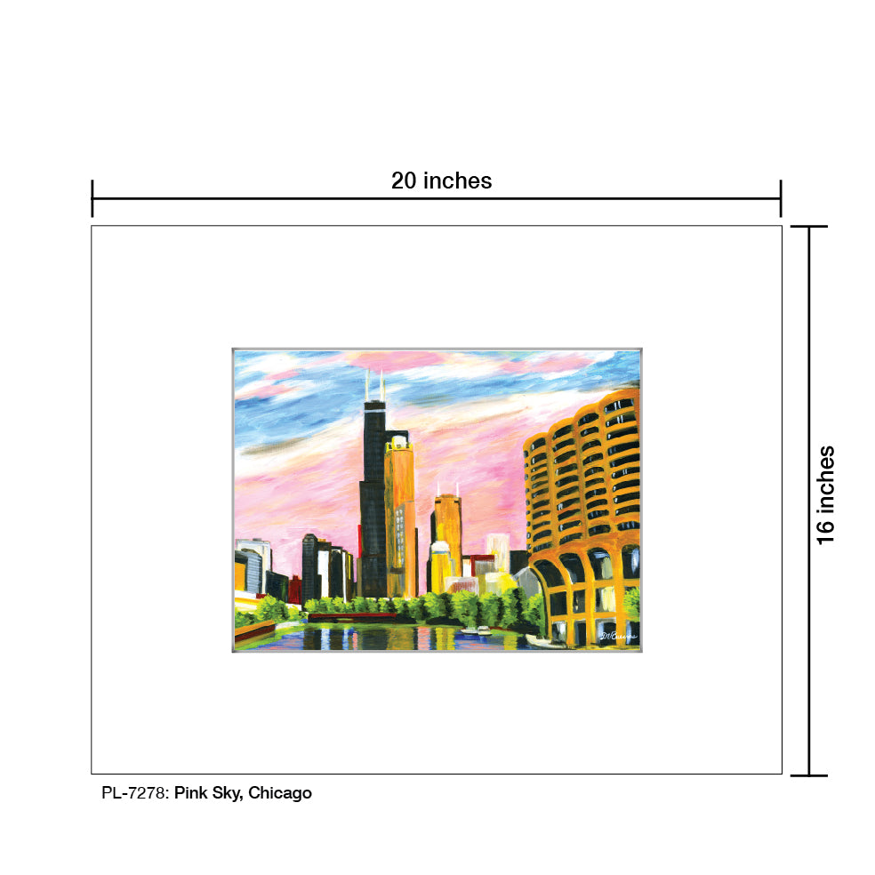 Pink Sky, Chicago, Print (#7278) - Printed Canvas