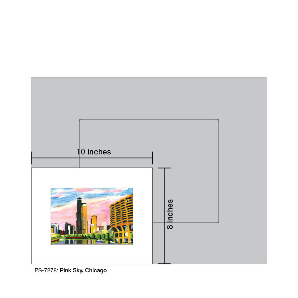 Pink Sky, Chicago, Print (#7278) - Printed Canvas