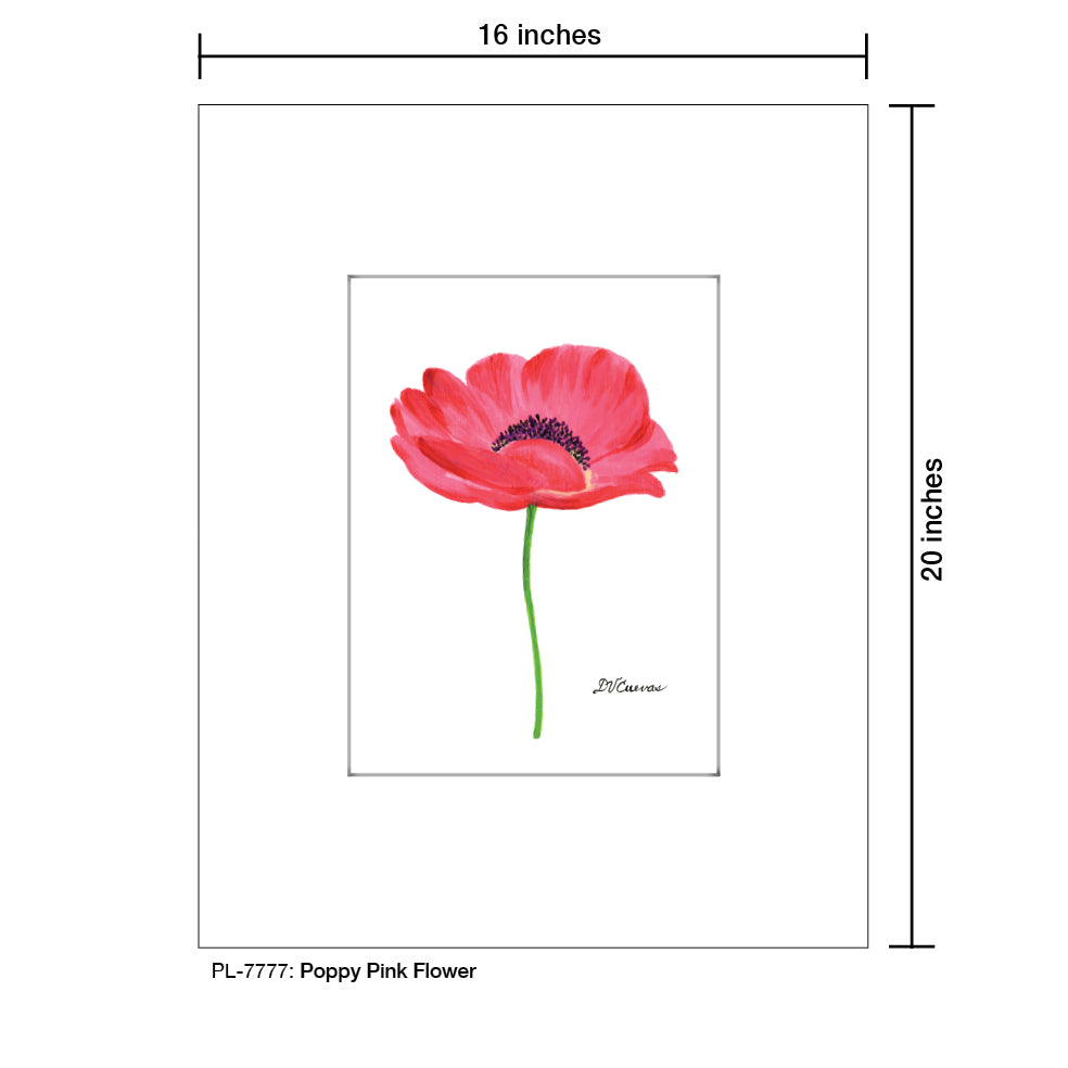 Poppy Pink Flower, Print (#7777B), Printe Matted, www.printedcanvas.com