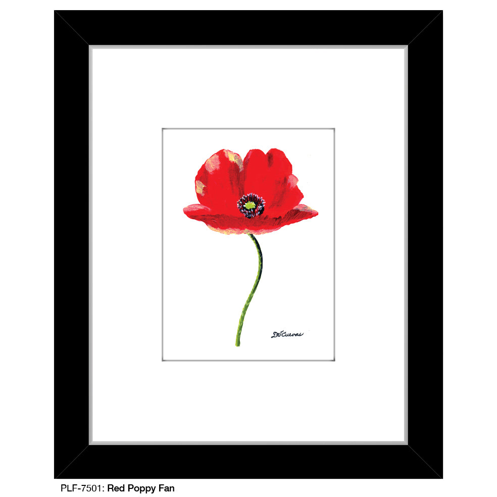 Red Poppy Fan, Print (#7501A), Print Matted, www.printedcanvas.com