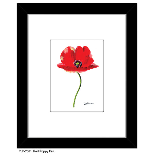 Red Poppy Fan, Print (#7501A), Print Matted, www.printedcanvas.com