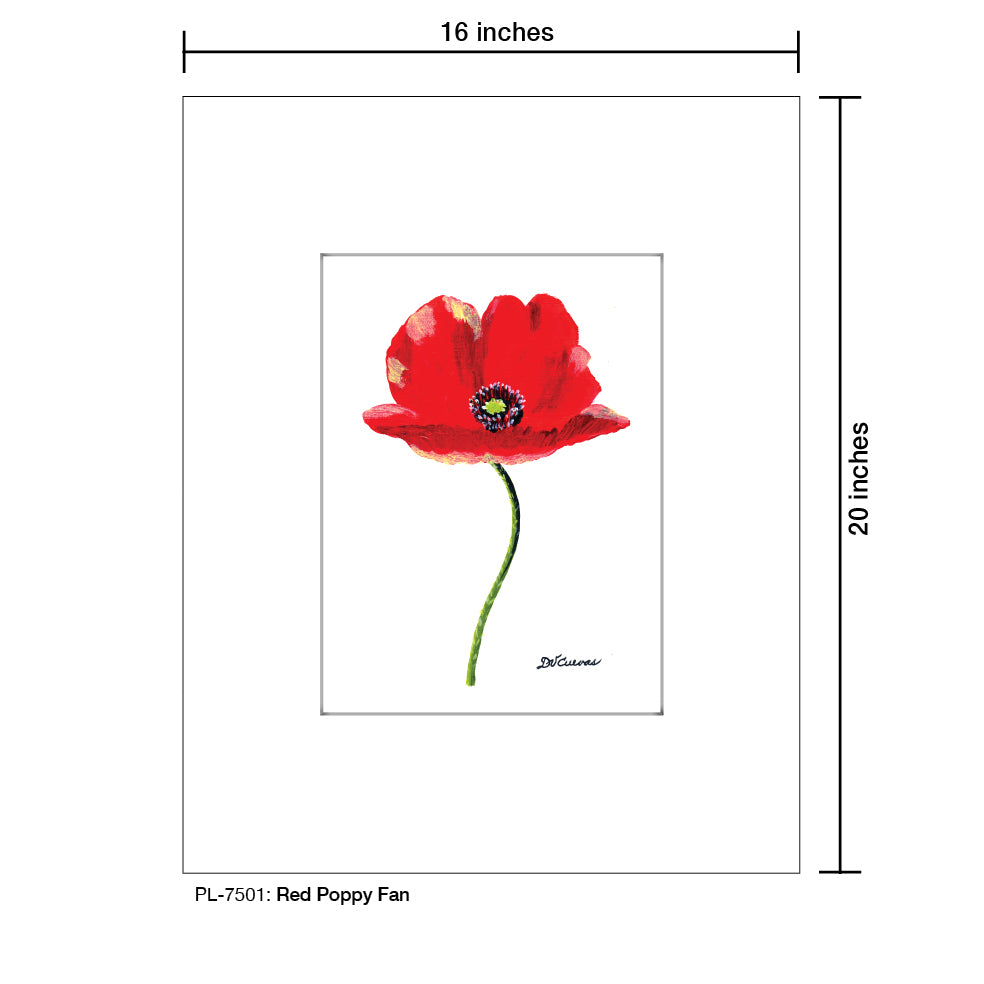 Red Poppy Fan, Print (#7501A), Printe Matted, www.printedcanvas.com