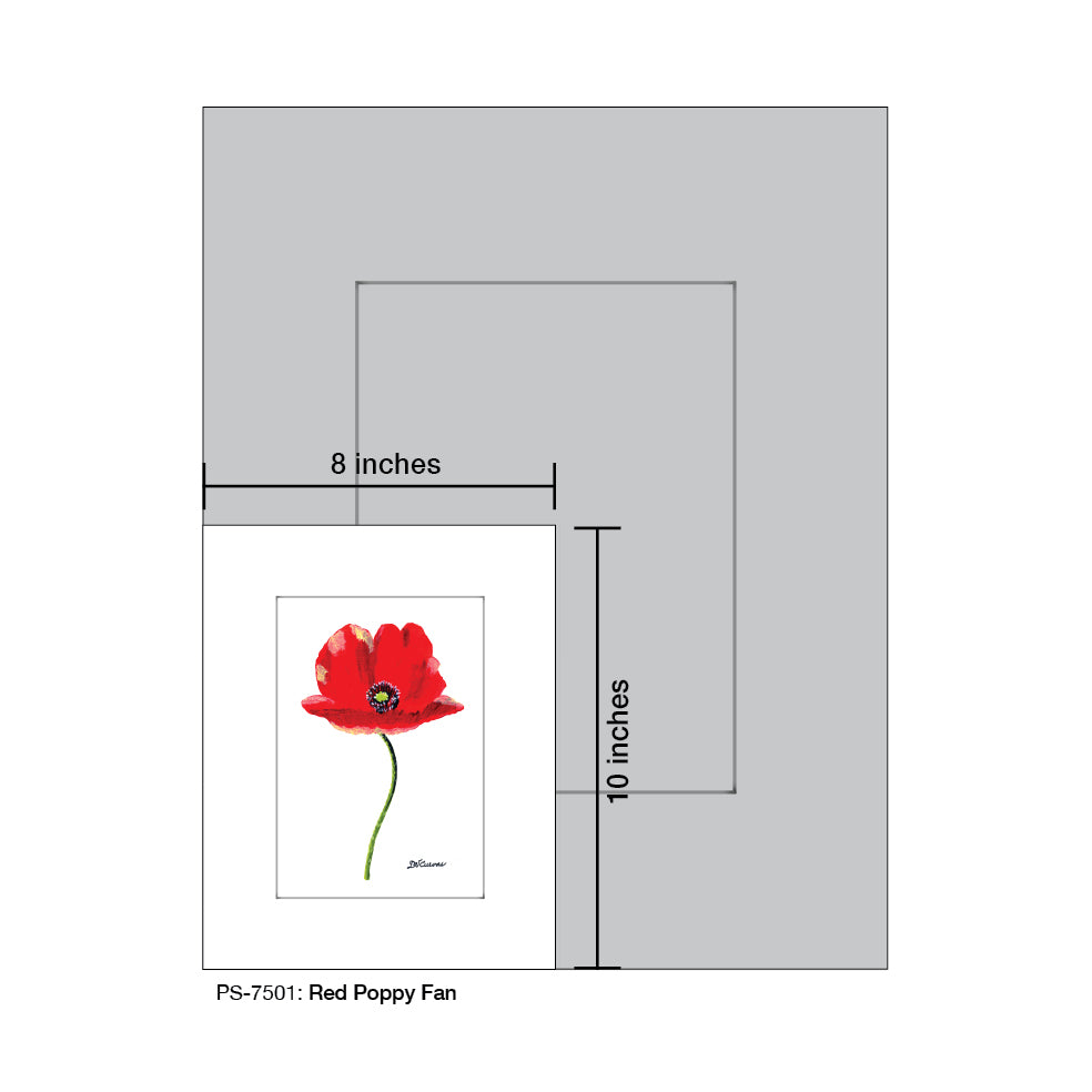 Red Poppy Fan, Print (#7501A), Print Matted, www.printedcanvas.com