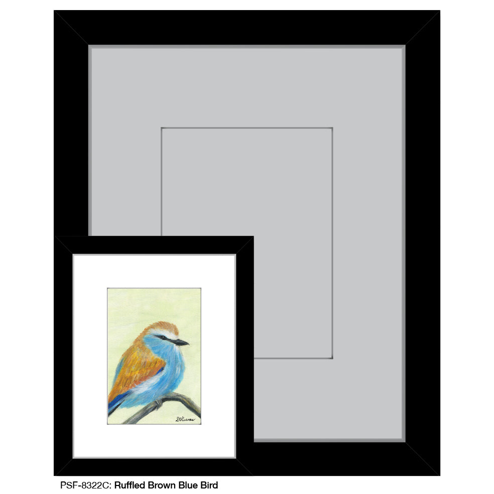 Ruffled Brown Blue Bird, Print (#8322C), Print Matted, www.printedcanvas.com