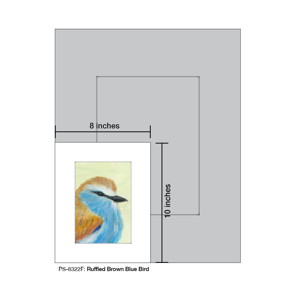 Ruffled Brown Blue Bird, Print (#8322F), Print Matted, www.printedcanvas.com