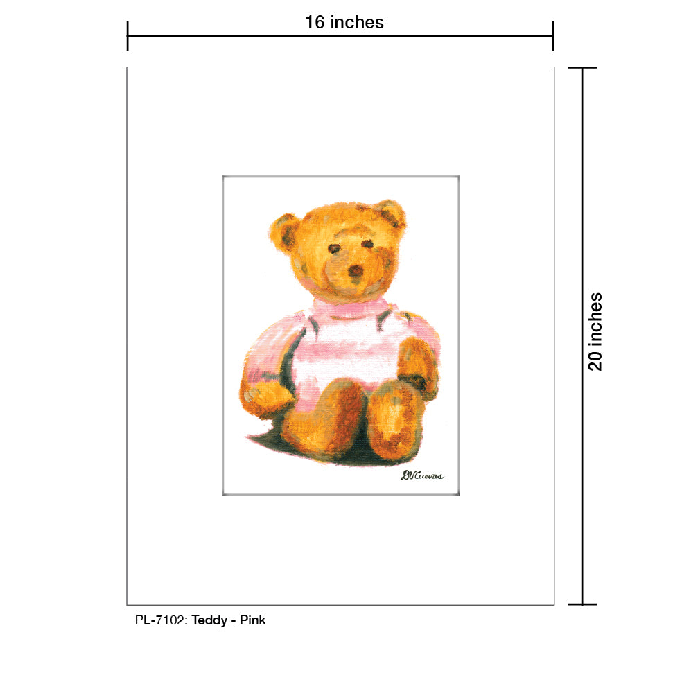 Teddy - Pink, Print (#7102A), Printe Matted, www.printedcanvas.com