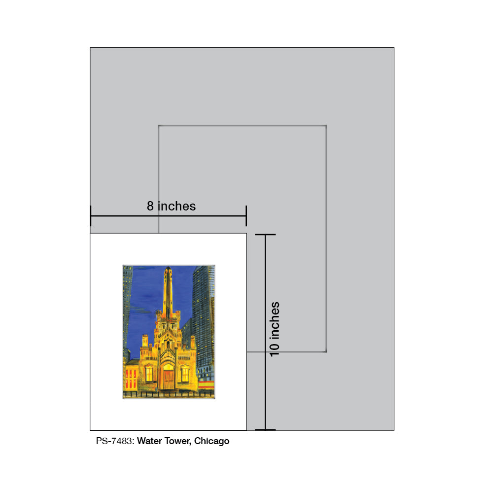 Water Tower, Chicago, Print (#7483A), Print Matted, www.printedcanvas.com