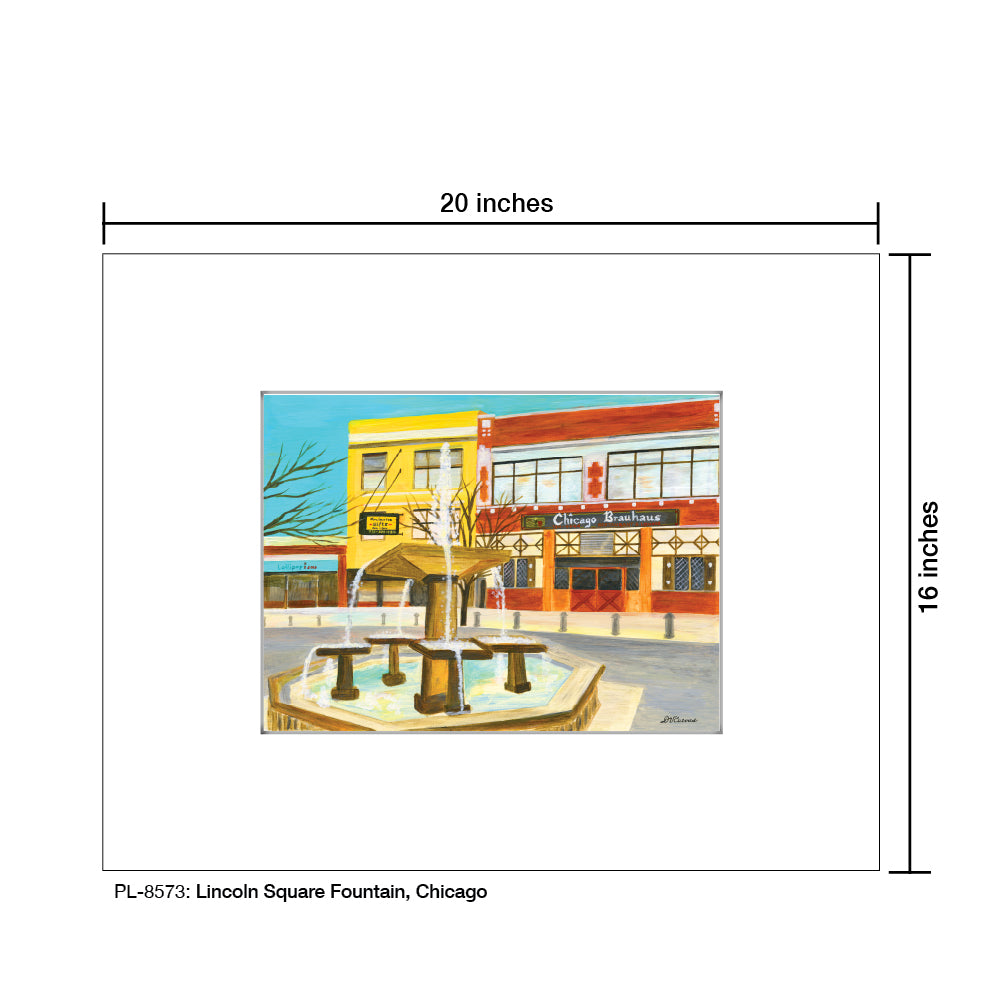 Lincoln Square Fountain, Chicago, Print (#8573A), Printe Matted, www.printedcanvas.com