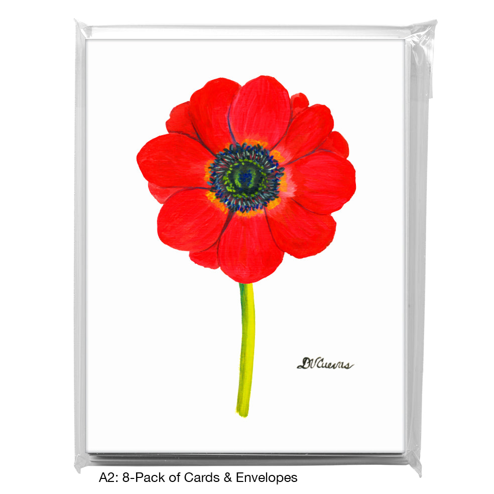 Anemone Red Close-Up, Greeting Card (7269S), A2 8-Pack, printedcanvas.com