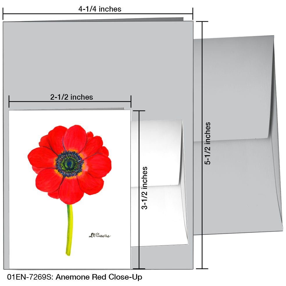 Anemone Red Close-Up, Greeting Card (7269S), Enclosure, printedcanvas.com