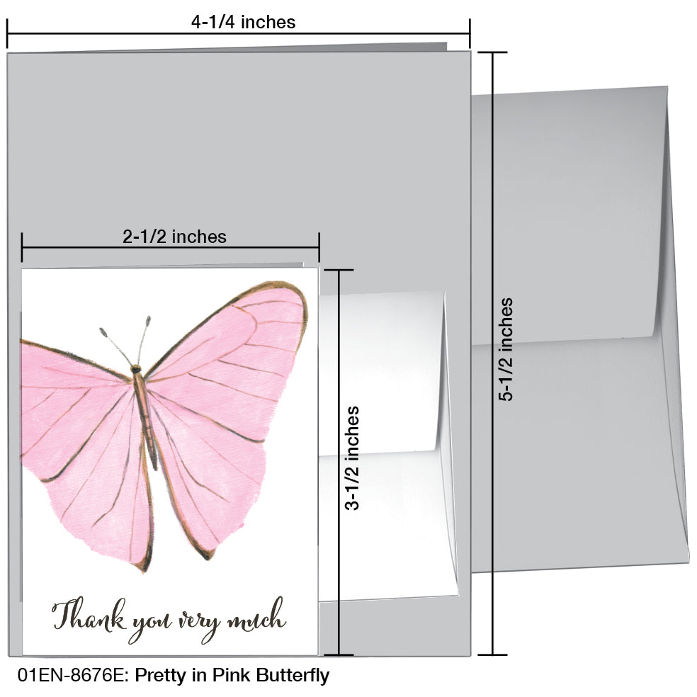 Pretty in Pink Butterfly, Greeting Card (8676E), Enclosure, printedcanvas.com