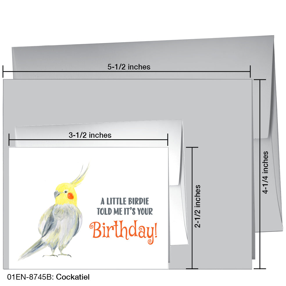 Cockatiel, Greeting Card (8745B), Enclosure Card, www.printedcanvas.com