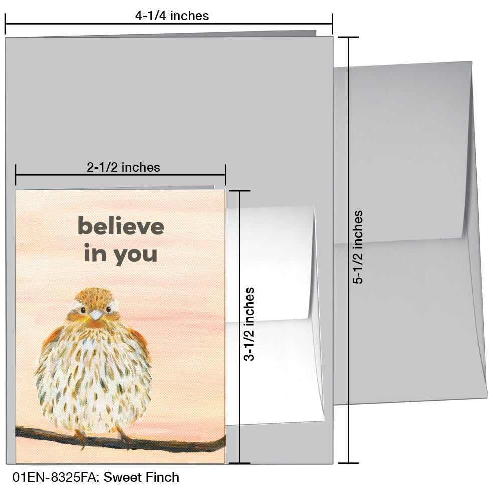 Sweet Finch, Greeting Card (8325FA), Enclosure, www.printedcanvas.com