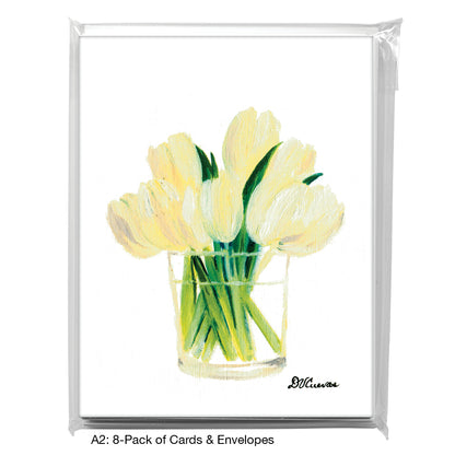 White Tulips In Glass, Greeting Card (7096)
