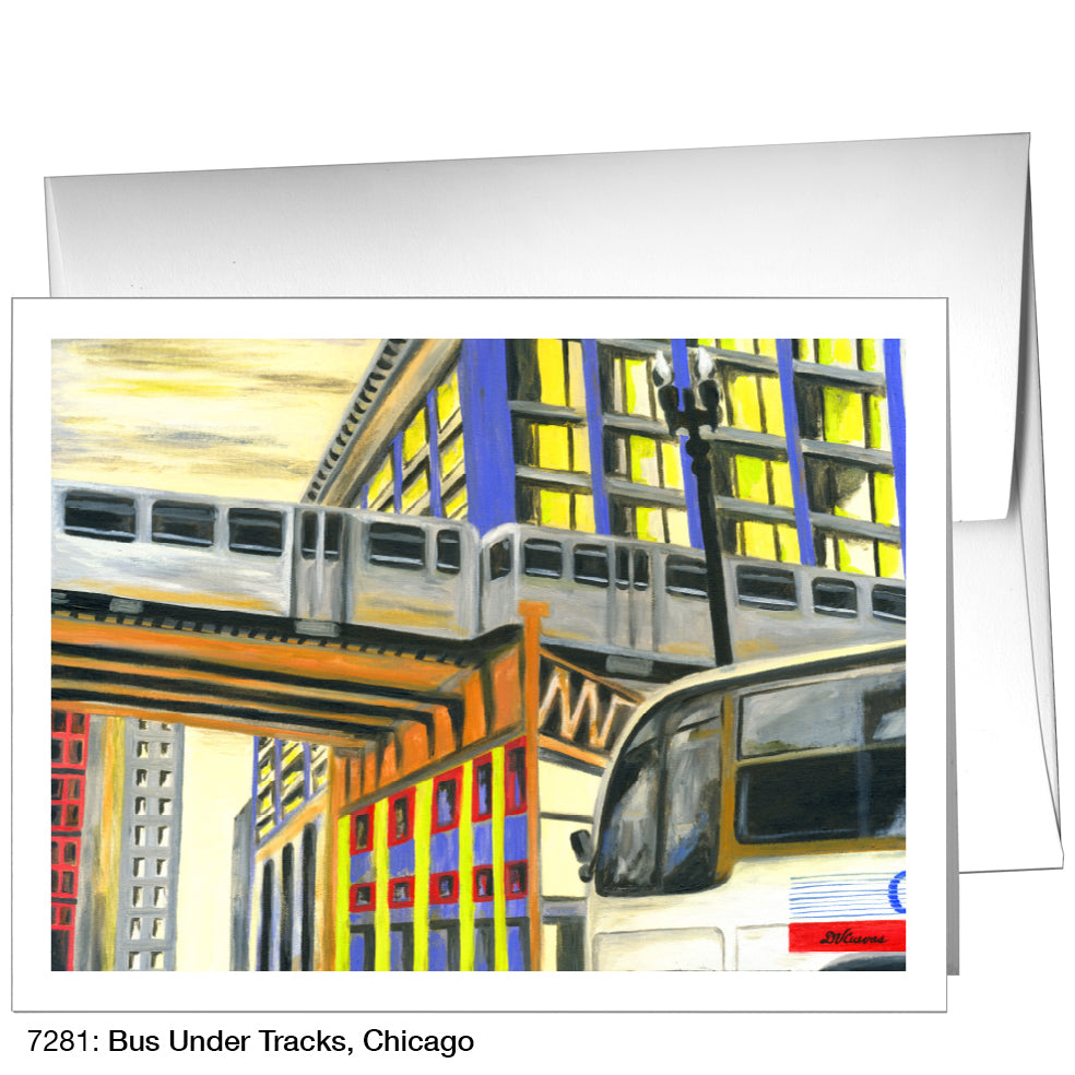 Bus Under Tracks, Chicago, Greeting Card (7281)