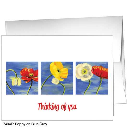 Poppy On Blue Gray, Greeting Card (7494E)