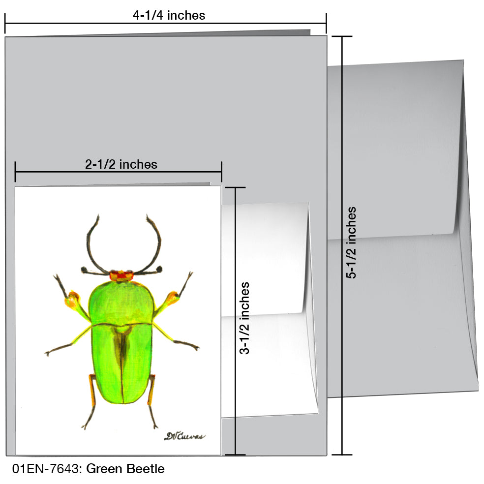 Green Beetle, Greeting Card (7643)
