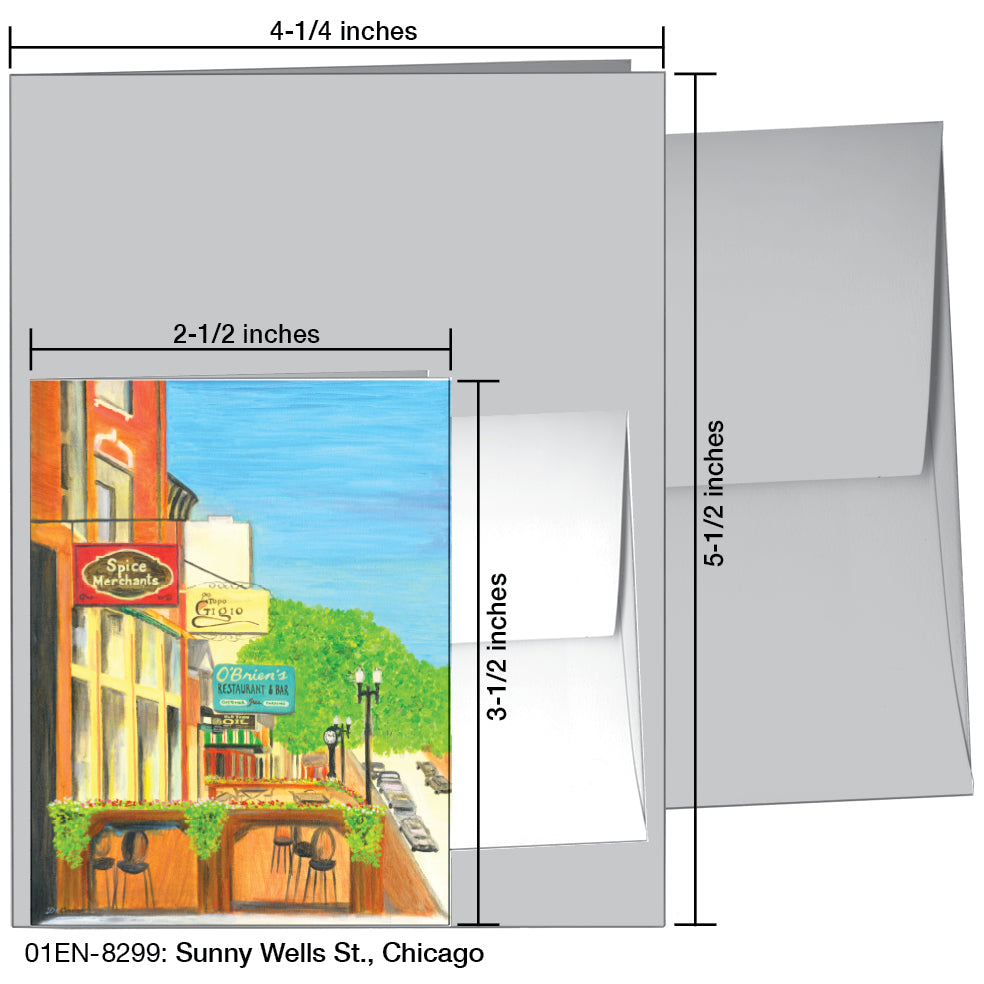 Sunny Wells St., Chicago, Greeting Card (8299)