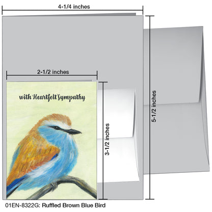 Ruffled Brown Blue Bird, Greeting Card (8322G)