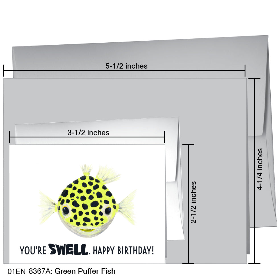 Green Puffer Fish, Greeting Card (8367A)