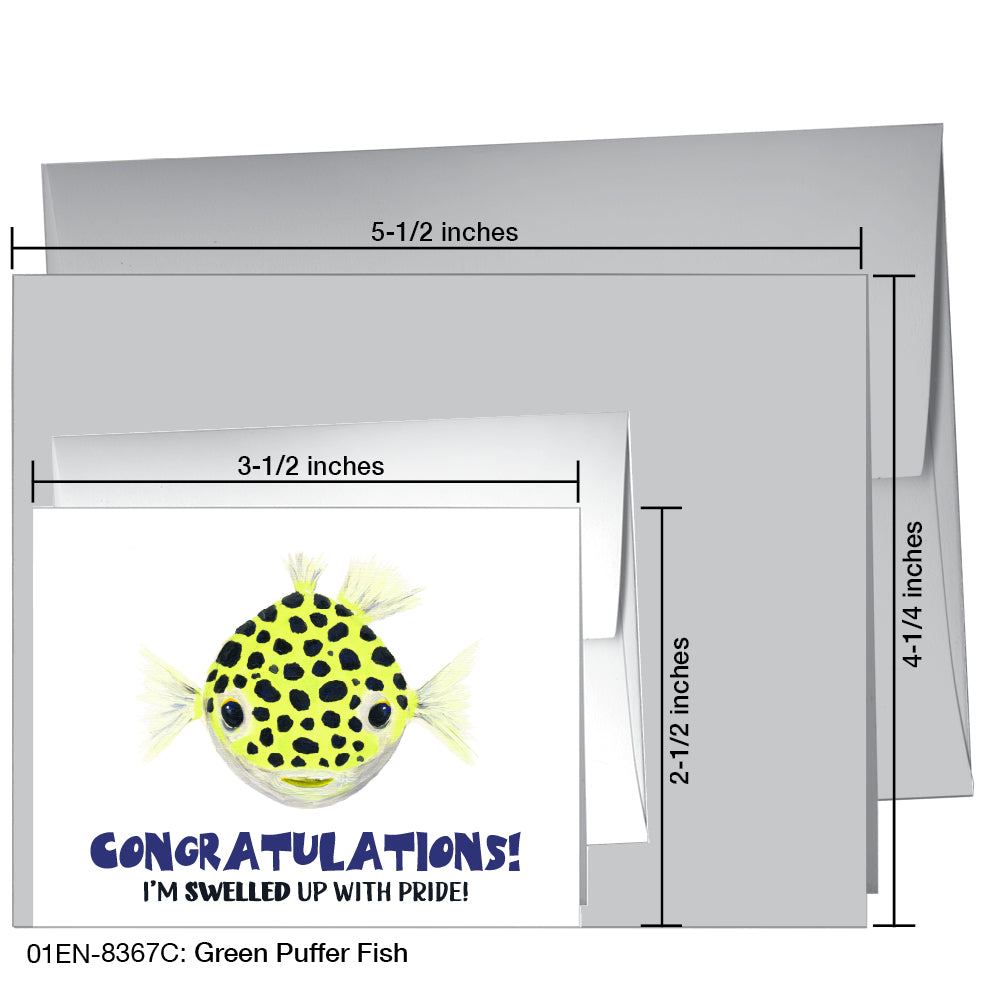 Green Puffer Fish, Greeting Card (8367C)