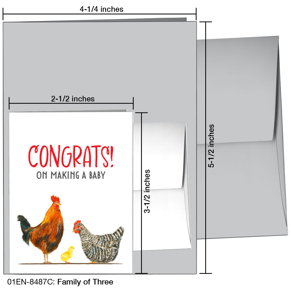 Family Of Three, Greeting Card (8487C)