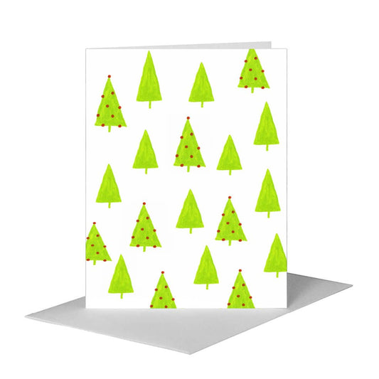 Trees with Ornaments, Greeting Card (#7548P) A2 Card Front, www.printedcanvas.com