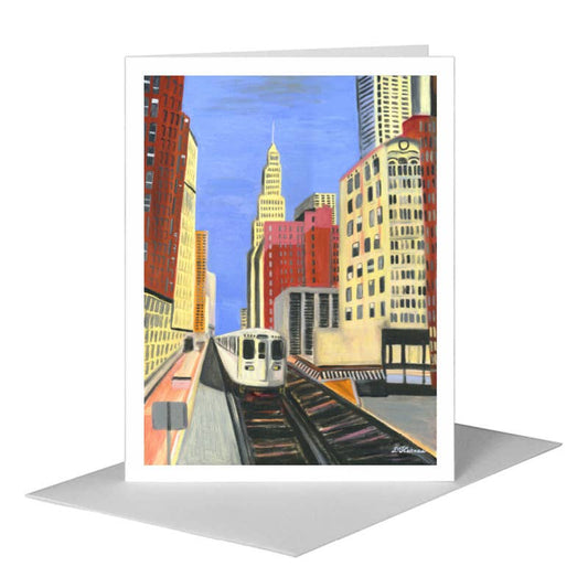 Passing through the Loop, Chicago, Greeting Card (#7368A) A2 Card Front, www.printedcanvas.com