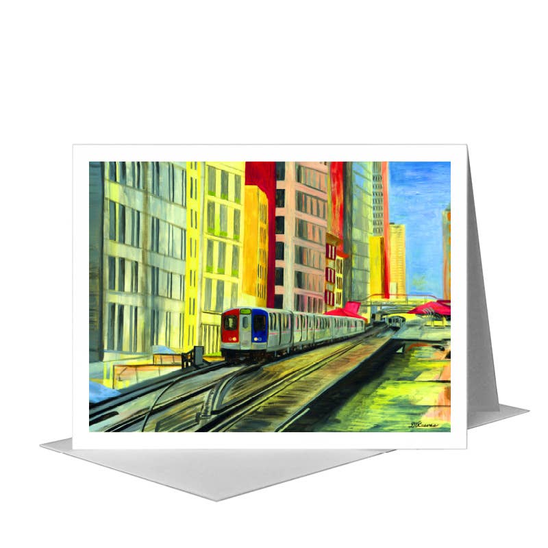 El, Chicago, Greeting Card (#7248A) A2 Card Front, www.printedcanvas.com